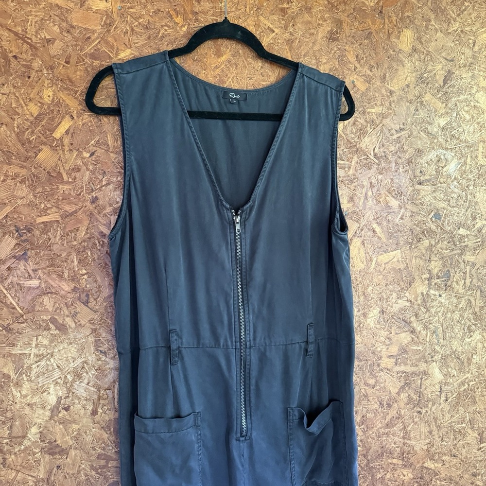 Rails Luke Zip Front Jumpsuit Chambray Lyocell Tencel In Gray Size XL - Picture 2 of 9